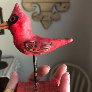 Handcrafted Red Bird Figurine